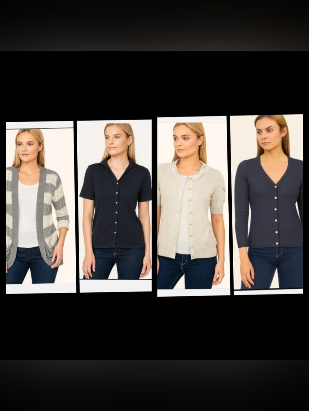 Cardigan Bundle – 4 Stylish Knits Mixed Sleeve Lengths Neutral & Size XS-S●
